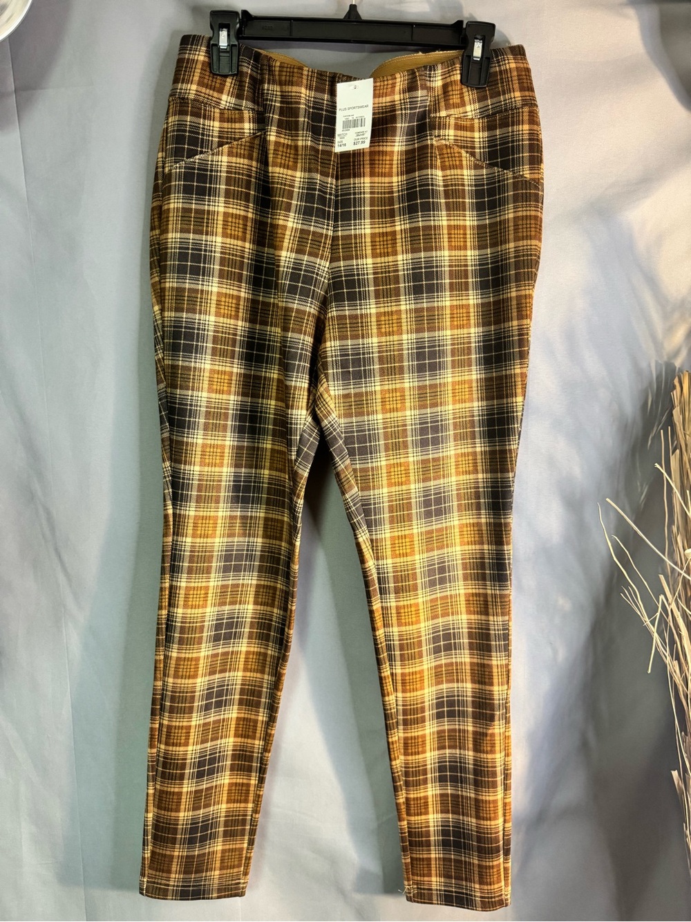 Cato Brown and Yellow Plaid Skinny Pants